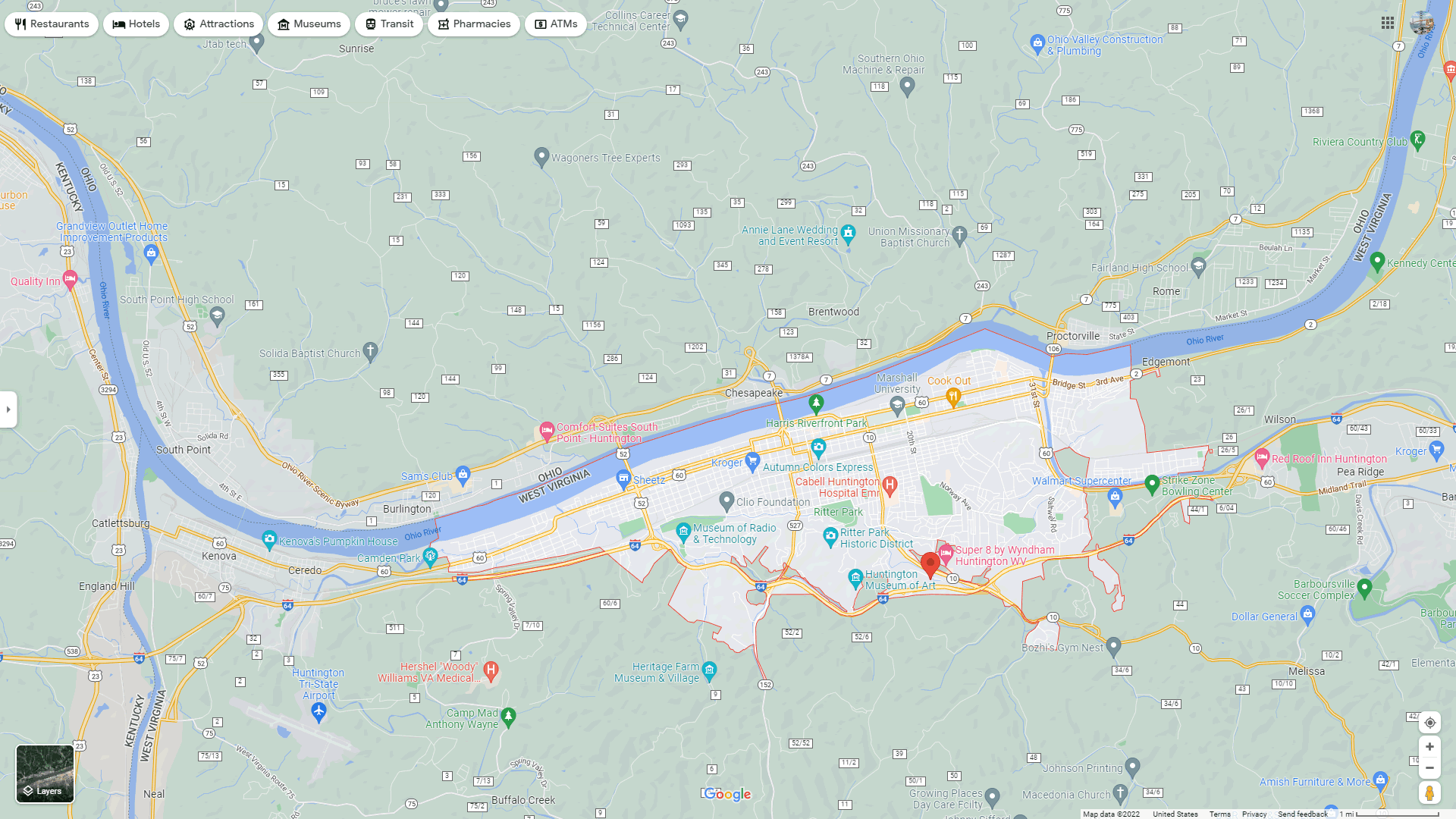 Huntington West Virginia Map